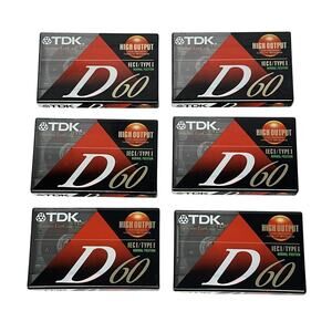 TDK D60 High Output IEC1/Type 1 Cassette Tapes Lot of 6 New Sealed